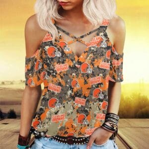 Cleveland Browns Miss Hollow Out Blouse Shirt BG005
