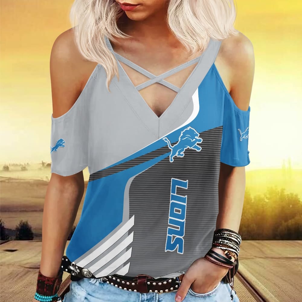 Detroit Lions Miss Hollow Out Blouse Shirt BG011