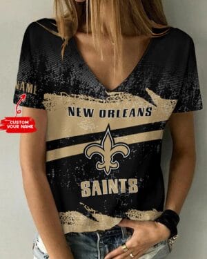 New Orleans Saints Personalized V-neck Women T-shirt BG630