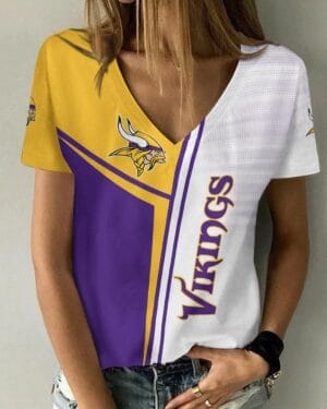 Minnesota Vikings V-neck Women T-shirt BG711
