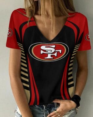 San Francisco 49ers V-neck Women T-shirt BG827