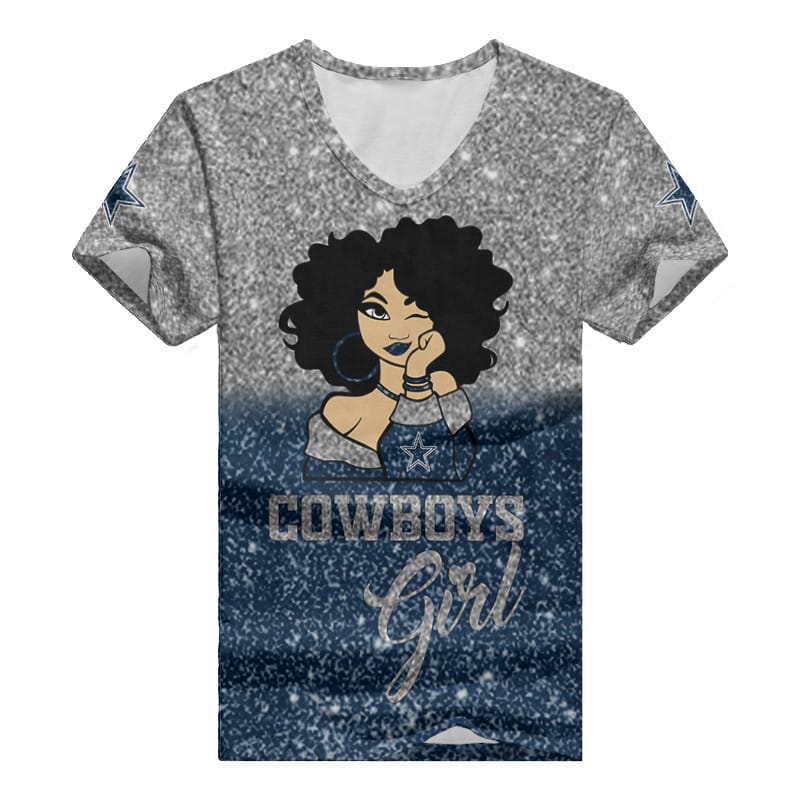 Dallas Cowboys Personalized Summer V-neck Women T-shirt BG36 - Image 3