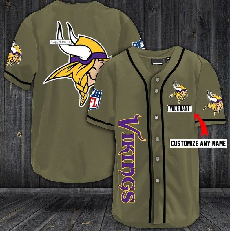 Minnesota Vikings Personalized Baseball Jersey Shirt 73 - Image 3
