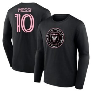 Lionel Messi Inter Miami CF Fanatics Stack Name & Number Long Sleeve T-Shirt Black