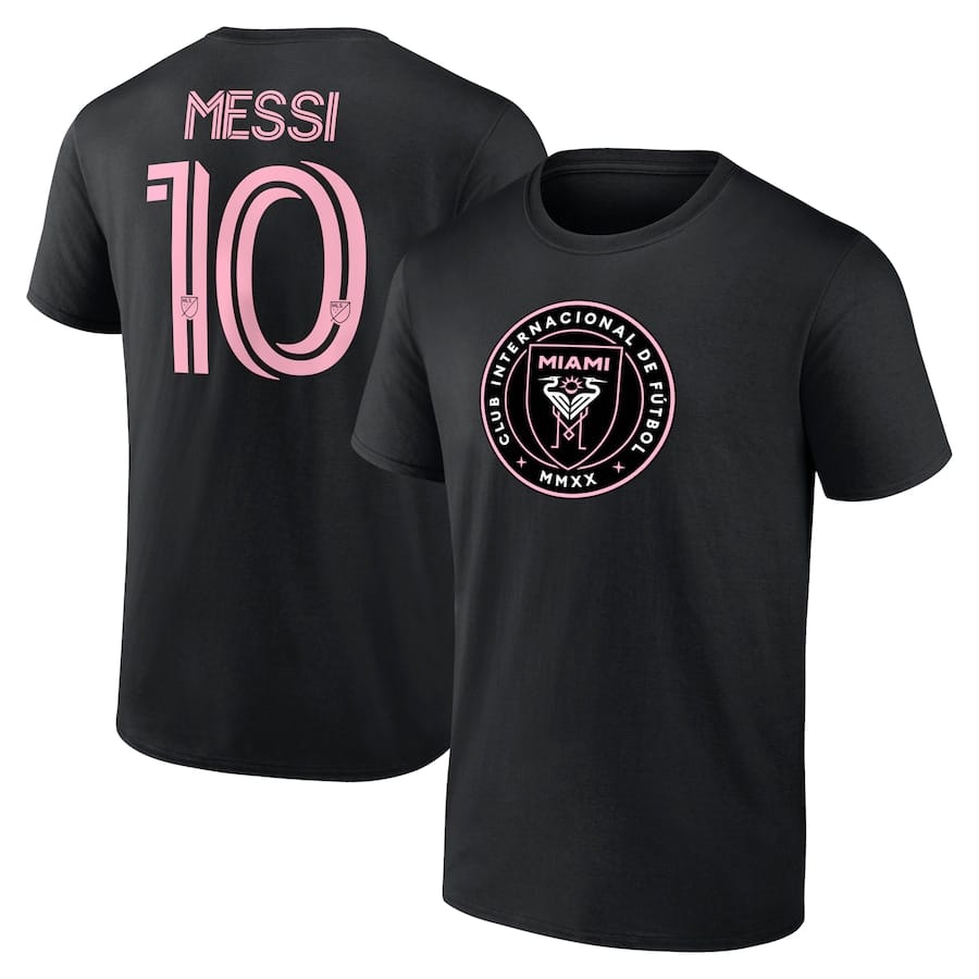 Lionel Messi Inter Miami CF Fanatics Stack Name & Number T-Shirt Black