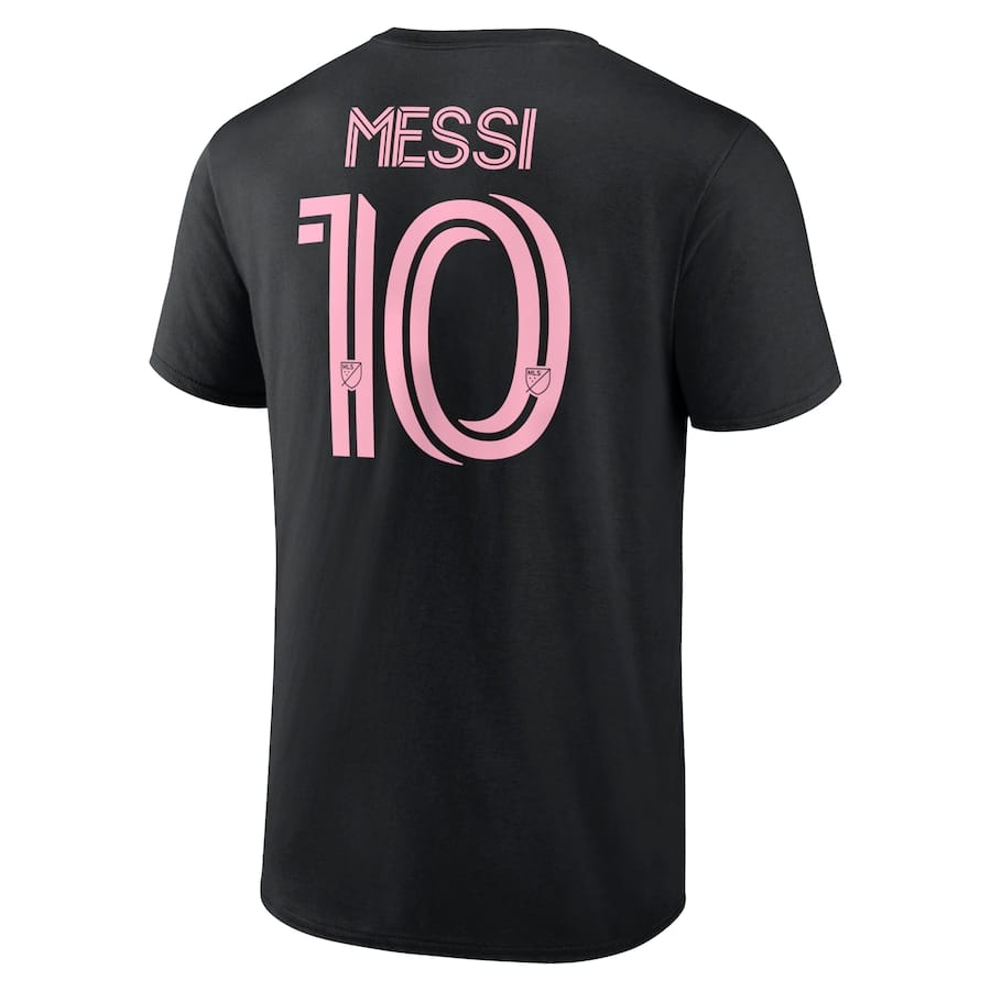Lionel Messi Inter Miami CF Fanatics Stack Name & Number T-Shirt Black - Image 3