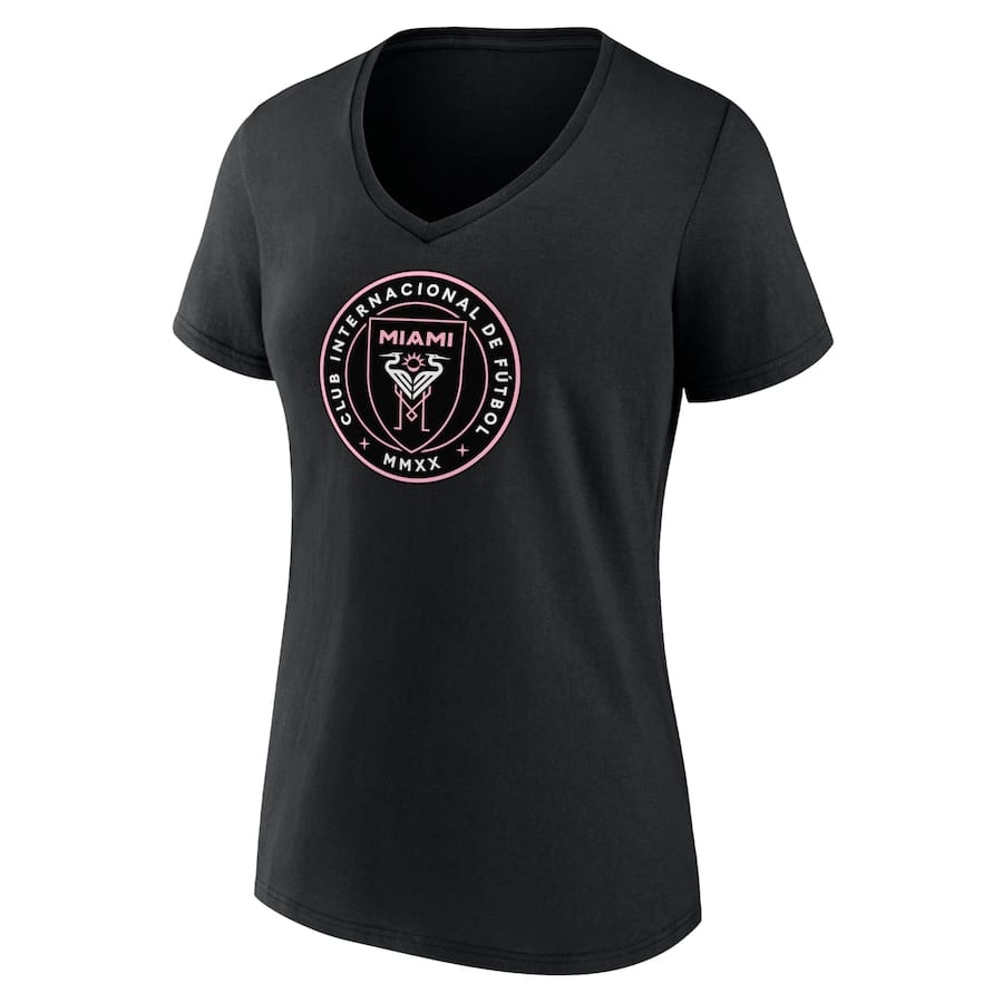 Lionel Messi Inter Miami CF Fanatics Women's Stack Name & Number V-Neck T-Shirt Black - Image 2