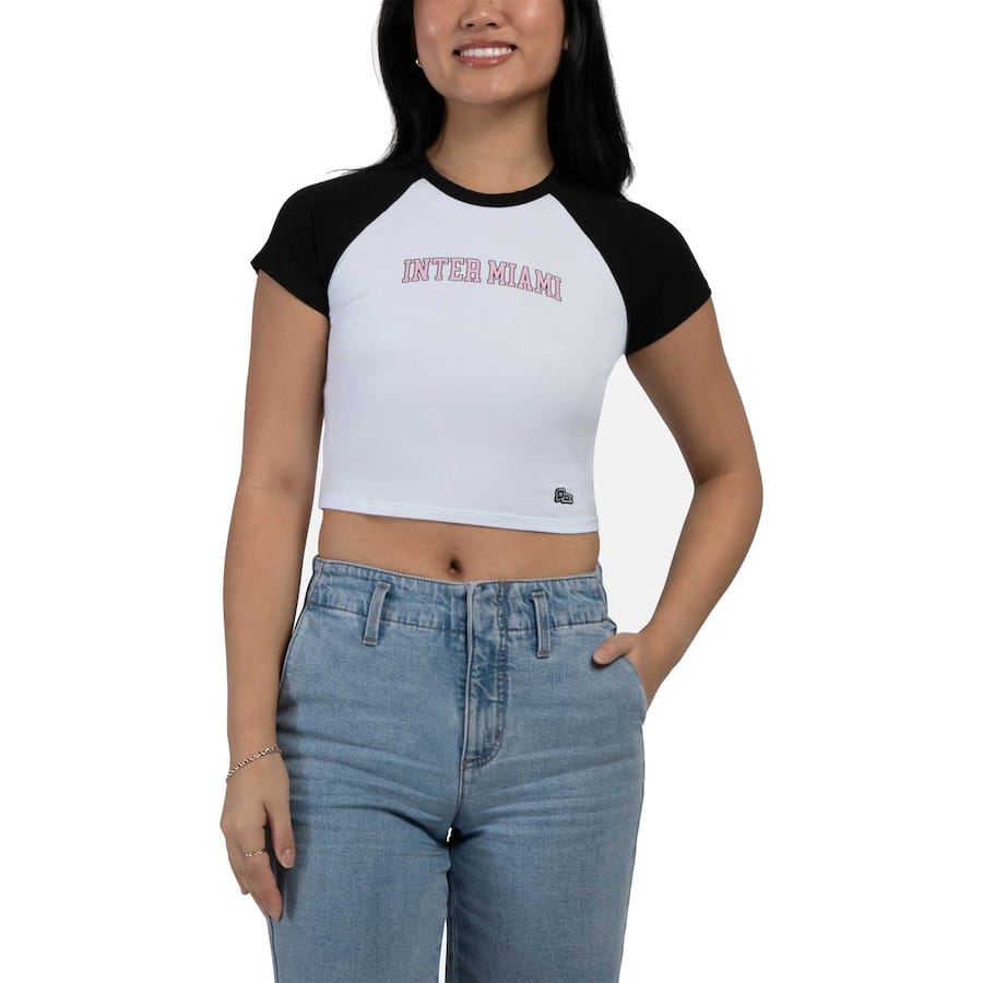 Inter Miami CF Hype and Vice Women's Homerun Cropped Raglan T-Shirt Black