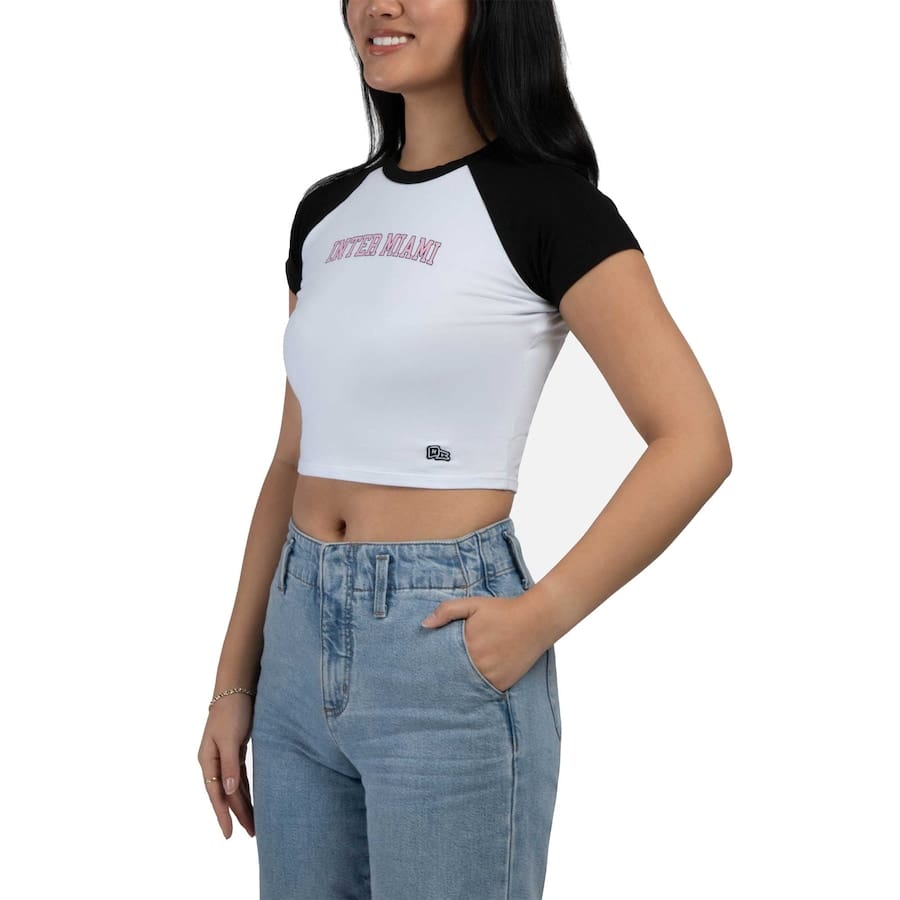 Inter Miami CF Hype and Vice Women's Homerun Cropped Raglan T-Shirt Black - Image 2