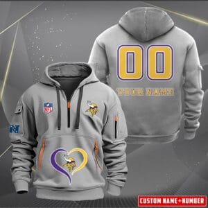Minnesota Vikings New Personalized Quarter Zip Hoodie Limited Edition AMACOQZH000128