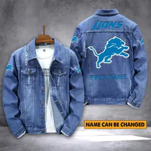 Detroit Lions Personalized New Denim Jacket S9DJ019