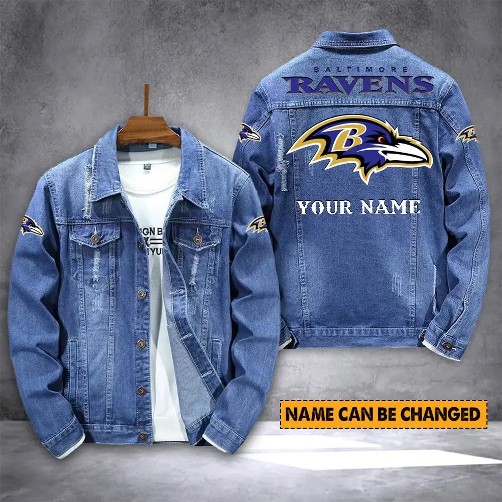 Baltimore Ravens Personalized New Denim Jacket S9DJ009