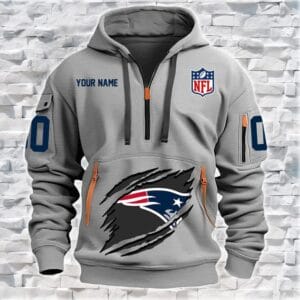 New England Patriots New Personalized Quarter Zip Hoodie Limited Edition AMACOQZH000077