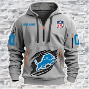 Detroit Lions New Personalized Quarter Zip Hoodie Limited Edition AMACOQZH000067