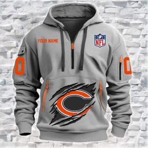 Chicago Bears New Personalized Quarter Zip Hoodie Limited Edition AMACOQZH000086