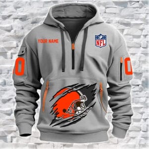 Cleveland Browns New Personalized Quarter Zip Hoodie Limited Edition AMACOQZH000082