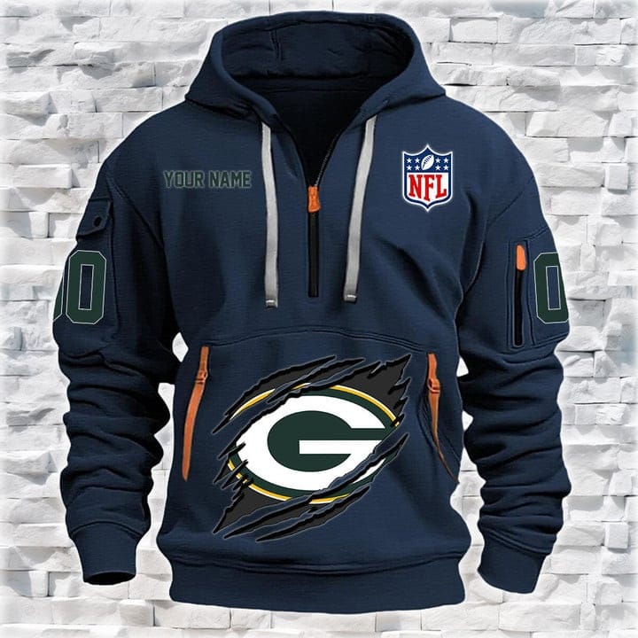 Green Bay Packers New Personalized Quarter Zip Hoodie Limited Edition AMACOQZH000069 - Image 2