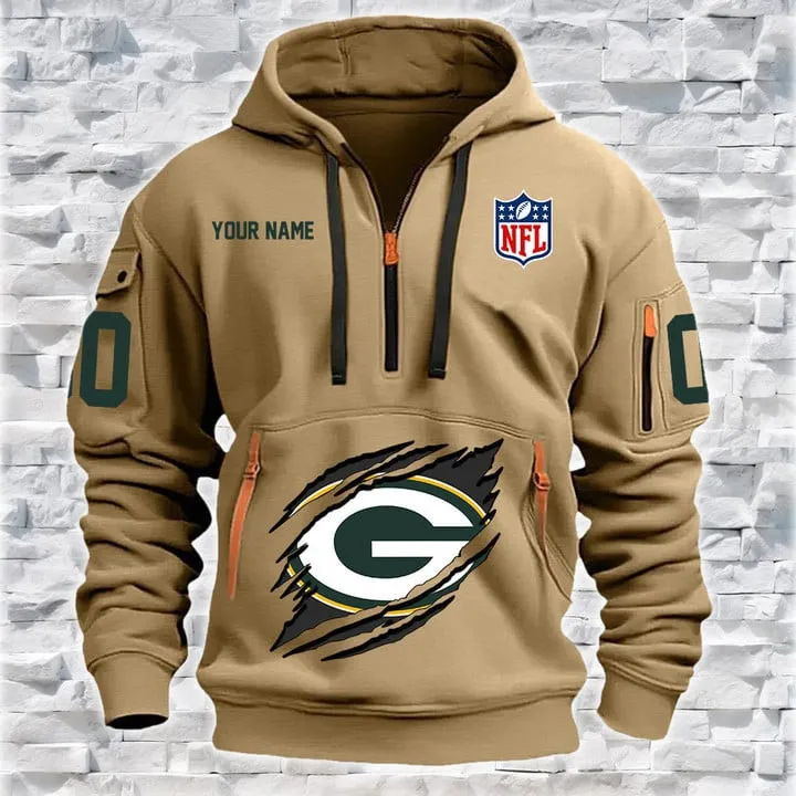 Green Bay Packers New Personalized Quarter Zip Hoodie Limited Edition AMACOQZH000069 - Image 3