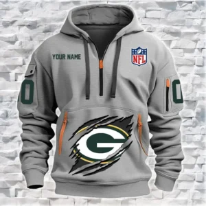 Green Bay Packers New Personalized Quarter Zip Hoodie Limited Edition AMACOQZH000069