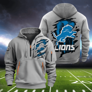 Detroit Lions New Personalized Quarter Zip Hoodie Limited Edition AMACOQZH000093