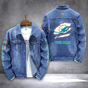 Miami Dolphins Personalized New Denim Jacket DJ00007