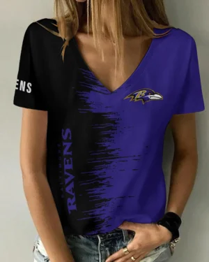 Baltimore Ravens Summer V-neck Women T-shirt BG26