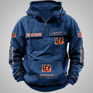 Cincinnati Bengals New Personalized Multi Pockets Zip Hoodie AMCMZHD000094