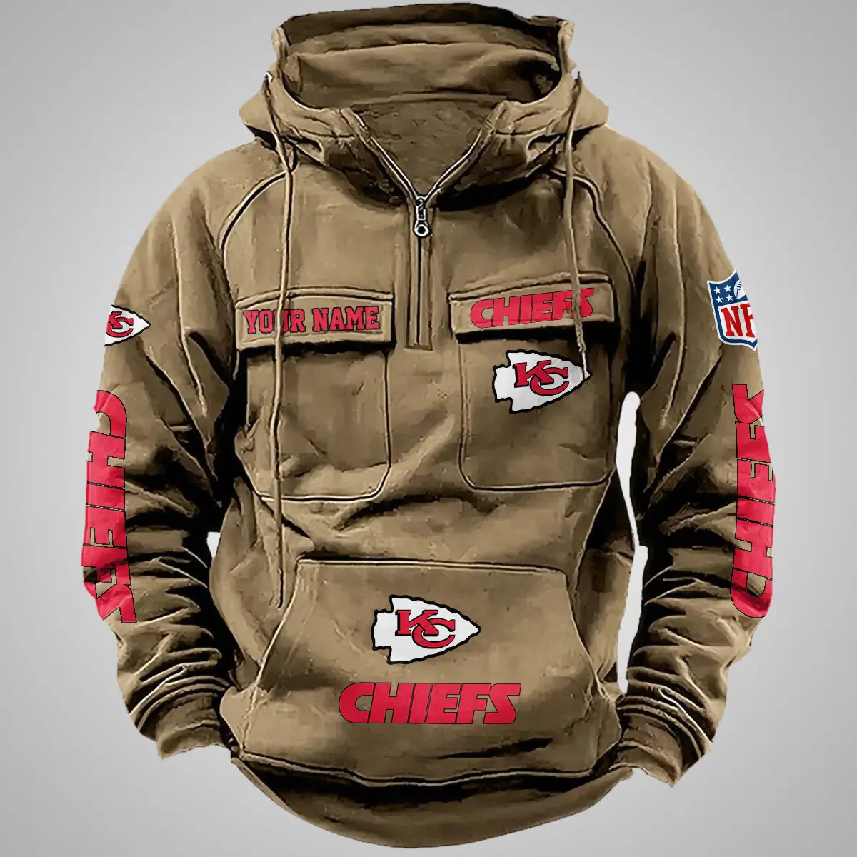 Kansas City Chiefs New Personalized Multi Pockets Zip Hoodie AMCMZHD000098 - Image 4