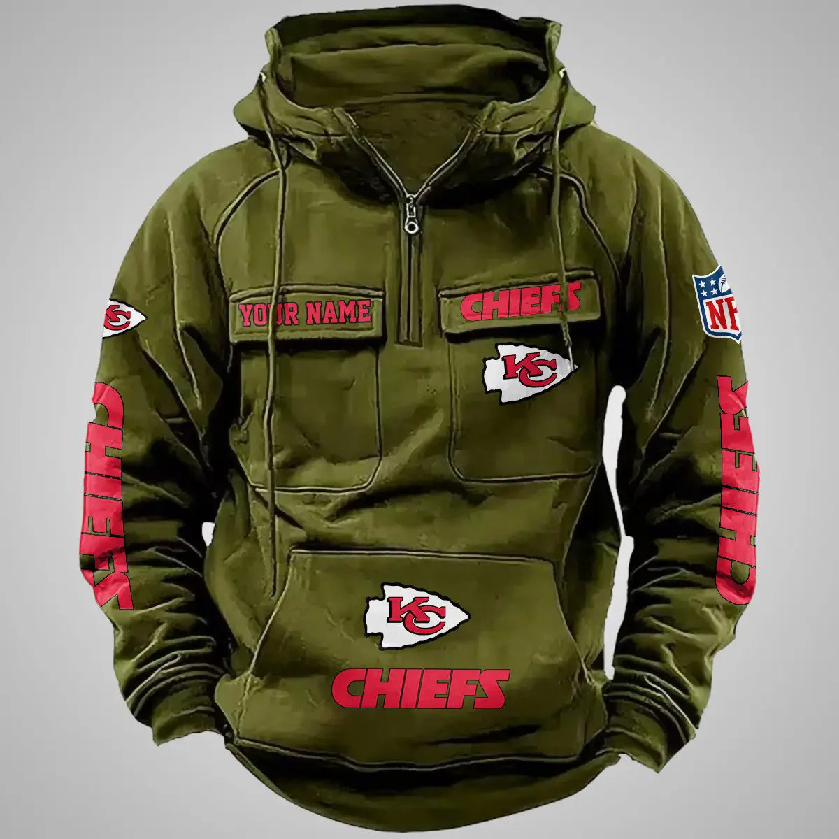 Kansas City Chiefs New Personalized Multi Pockets Zip Hoodie AMCMZHD000098 - Image 5