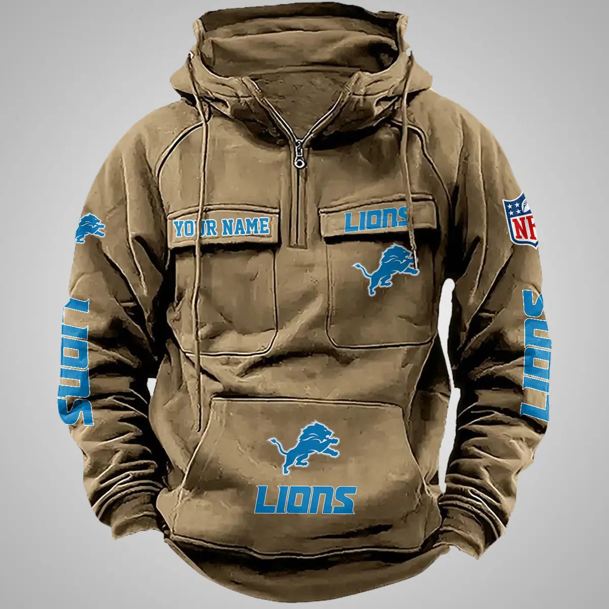 Detroit Lions New Personalized Multi Pockets Zip Hoodie AMCMZHD000102 - Image 2