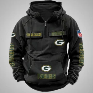 Green Bay Packers New Personalized Multi Pockets Zip Hoodie AMCMZHD000085