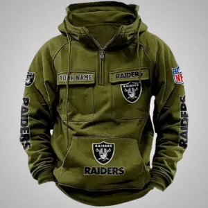 Las Vegas Raiders New Personalized Multi Pockets Zip Hoodie AMCMZHD000087