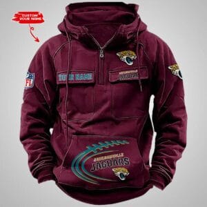 Jacksonville Jaguars New Personalized Multi Pockets Zip Hoodie AMCMZHD000065