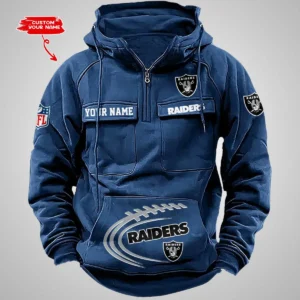 Las Vegas Raiders New Personalized Multi Pockets Zip Hoodie AMCMZHD000067