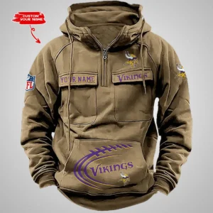 Minnesota Vikings New Personalized Multi Pockets Zip Hoodie AMCMZHD000070