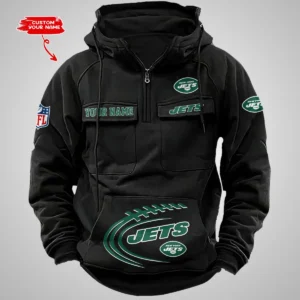 New York Jets New Personalized Multi Pockets Zip Hoodie AMCMZHD000074