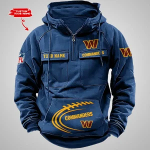 Washington Commanders New Personalized Multi Pockets Zip Hoodie AMCMZHD000064