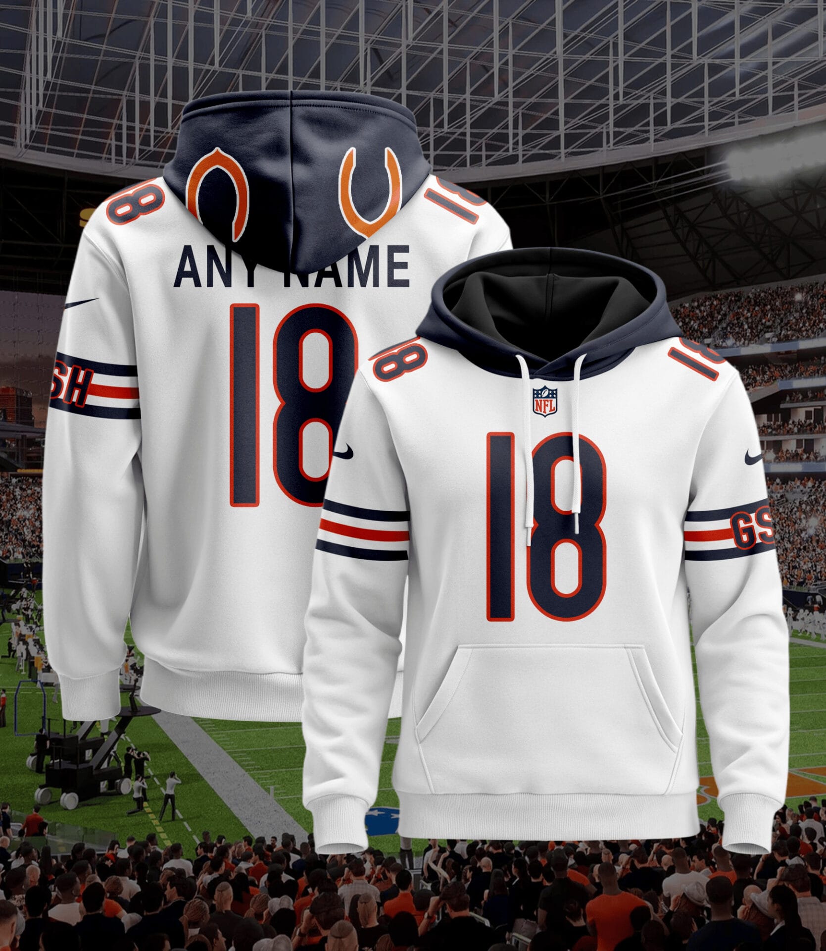 Chicago Bears New Personalized Football Hoodie Style Jersey AMCJSHD000061