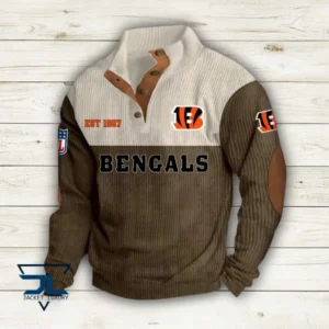 Cincinnati Bengals Personalized Stand Collar Double Breasted Hoodie AMCDBH00036