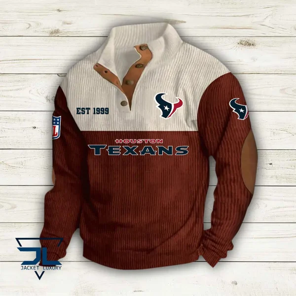 Houston Texans Personalized Stand Collar Double Breasted Hoodie AMCDBH00011 - Image 3