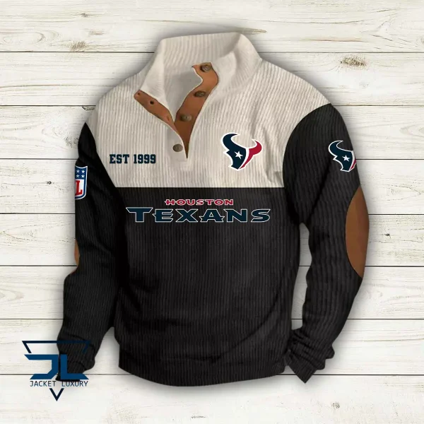 Houston Texans Personalized Stand Collar Double Breasted Hoodie AMCDBH00011 - Image 5