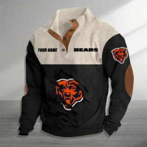 Chicago Bears Personalized Stand Collar Double Breasted Hoodie AMCDBH00006
