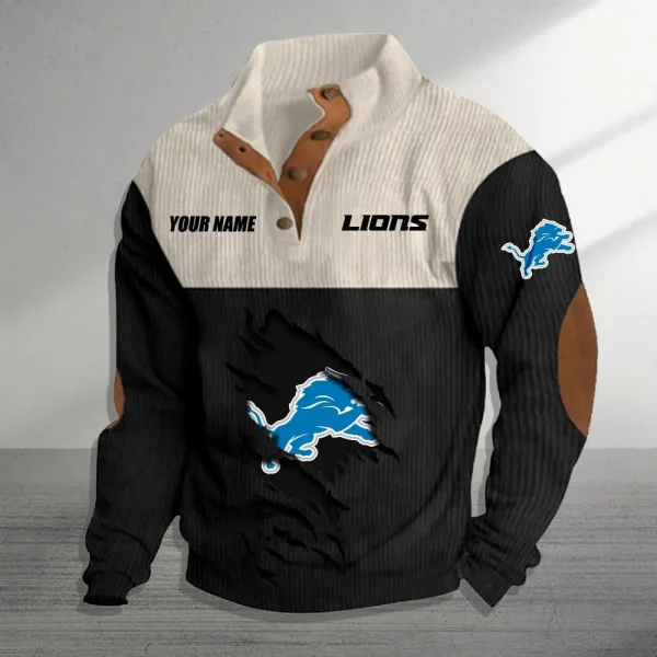 Detroit Lions Personalized Stand Collar Double Breasted Hoodie AMCDBH00007 - Image 2