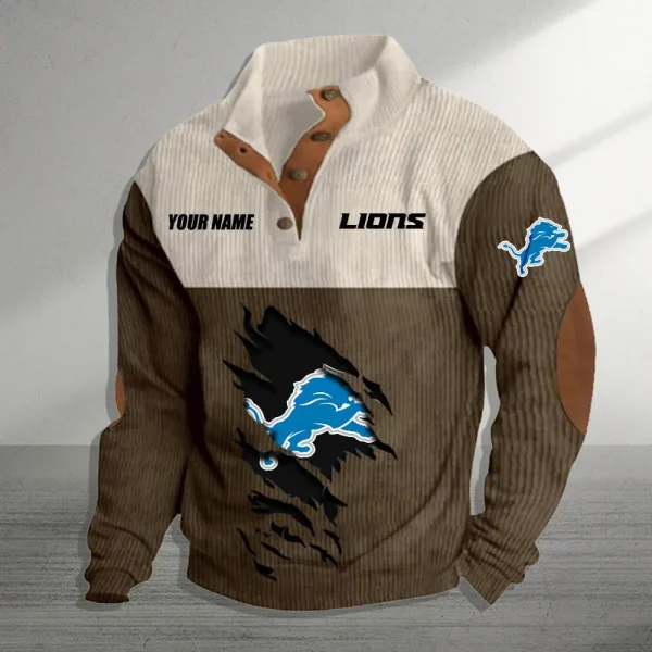 Detroit Lions Personalized Stand Collar Double Breasted Hoodie AMCDBH00007 - Image 3