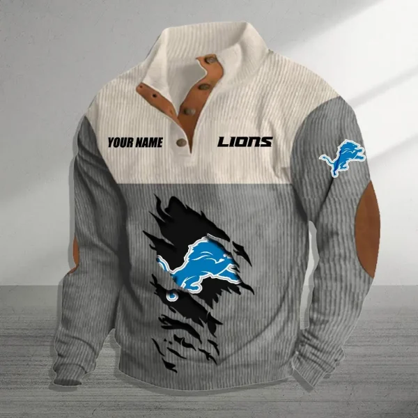 Detroit Lions Personalized Stand Collar Double Breasted Hoodie AMCDBH00007 - Image 4