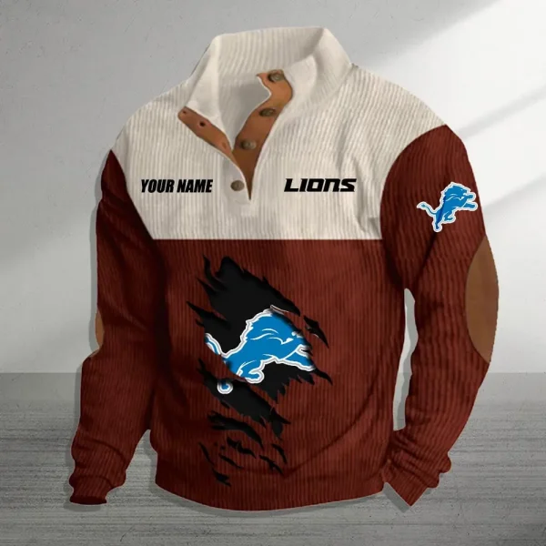 Detroit Lions Personalized Stand Collar Double Breasted Hoodie AMCDBH00007 - Image 5