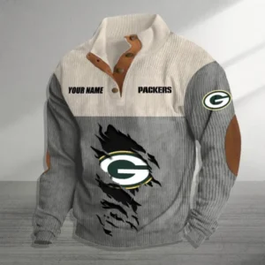 Green Bay Packers Personalized Stand Collar Double Breasted Hoodie AMCDBH00033