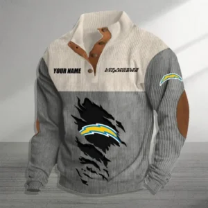 Los Angeles Chargers Personalized Stand Collar Double Breasted Hoodie AMCDBH00049