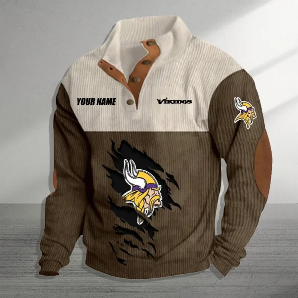 Minnesota Vikings Personalized Stand Collar Double Breasted Hoodie AMCDBH00035 - Image 3