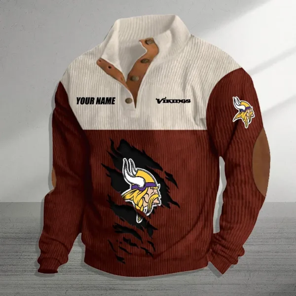 Minnesota Vikings Personalized Stand Collar Double Breasted Hoodie AMCDBH00035 - Image 4